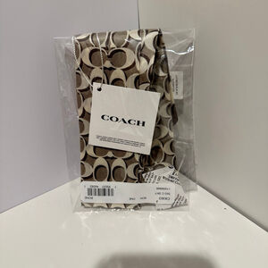 NEW Coach Signature Print Silk Skinny Scarf Bone C8363 NWT